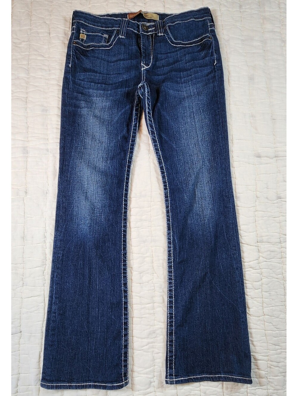 Big Star Remy Low Rise Bootcut Jeans 30R Thick Stitch Omega Pockets